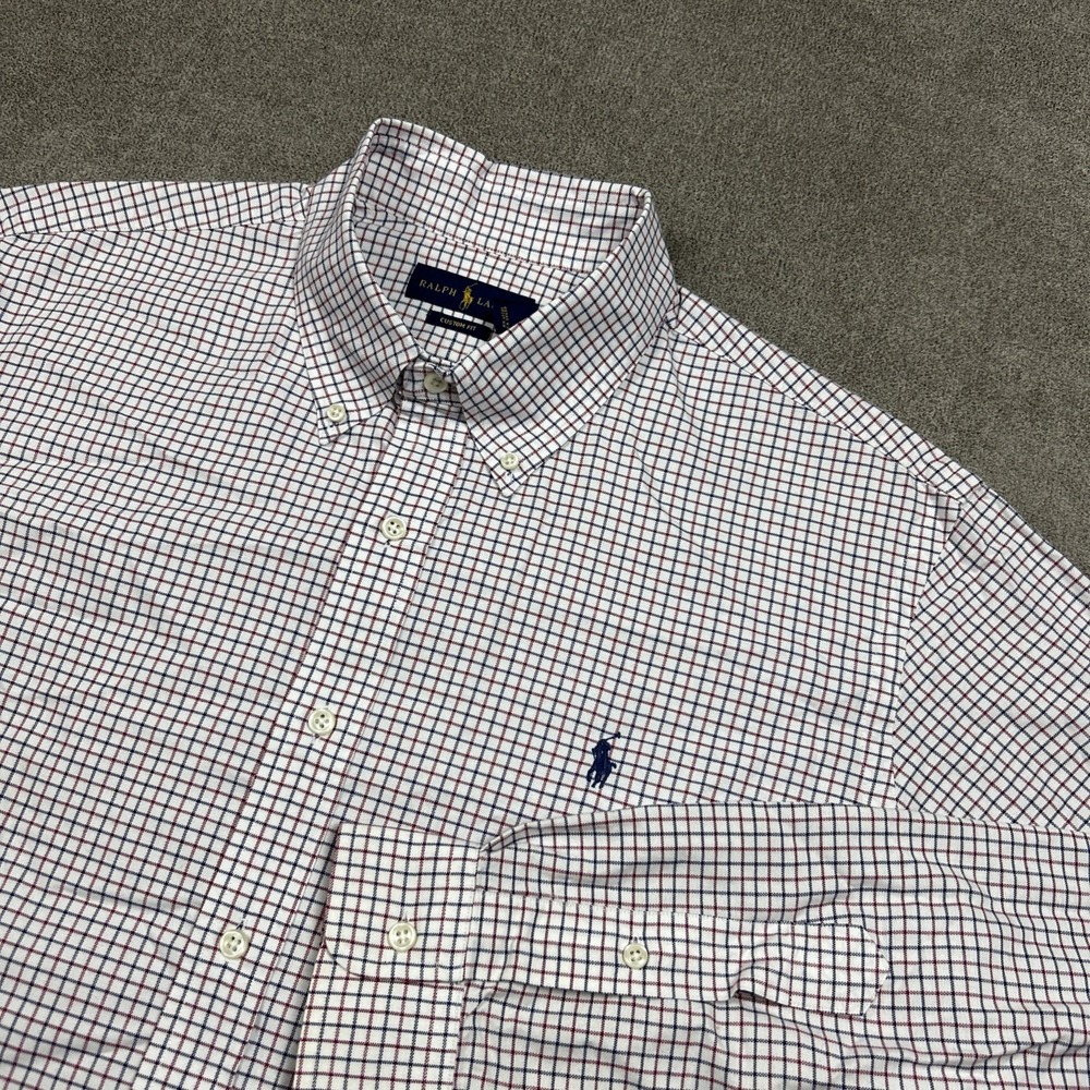 Polo Ralph Lauren Shirt Mens XL Custom Fit Button Down Red Blue Check Pony